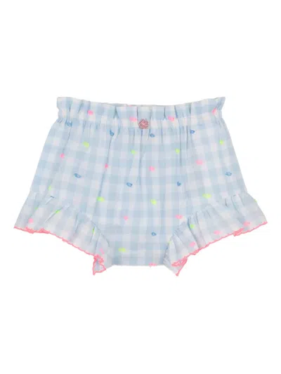 Billieblush Ruffled Check-pattern Shorts Set In Blue