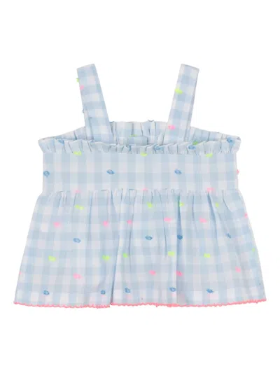 Billieblush Ruffled Check-pattern Shorts Set In Blue