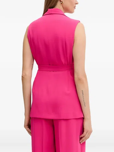 Joseph Ribkoff Shawl-collar Belted Vest In Pink