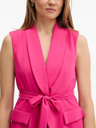 Joseph Ribkoff Shawl-collar Belted Vest In Pink