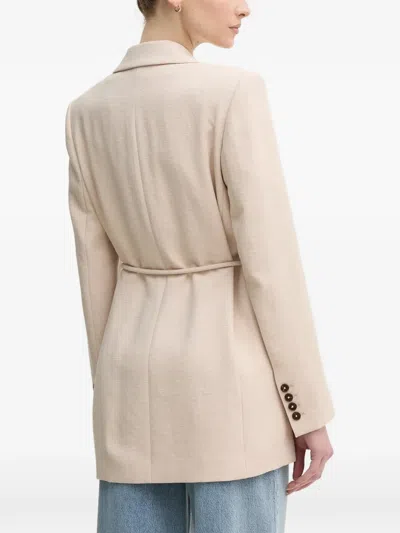 Marc Aurel Belted Button Blazer In Neutral