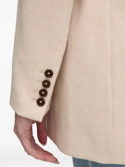 Marc Aurel Belted Button Blazer In Neutral