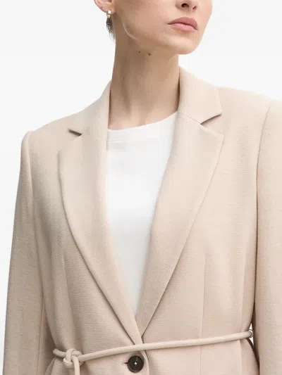 Marc Aurel Belted Button Blazer In Neutral
