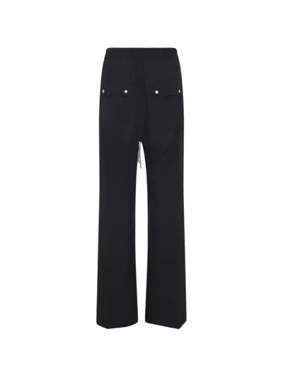 Rick Owens Heizer Belas Wide-leg Cotton-blend Poplin Drawstring Cargo Trousers In Black