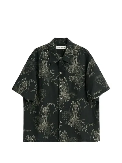 Our Legacy Mens Death Paisley Print Graphic-print Short-sleeve Cotton And Linen Shirt In Multi
