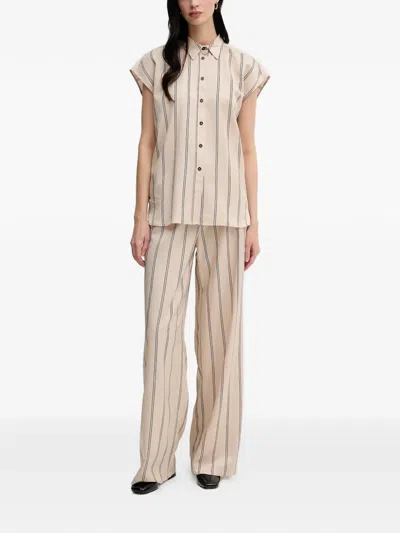 Marc Aurel Striped Buttoned Top In Pink