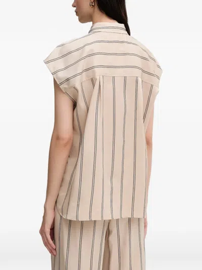 Marc Aurel Striped Buttoned Top In Pink