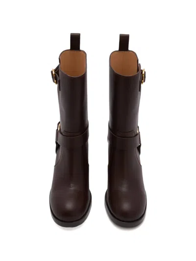 Odissi Harnessed Strap Biker Boot In Brown