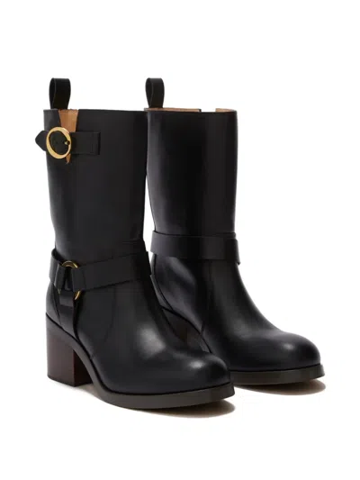 Odissi Hailey Harnessed Strap Leather Boots In Multi