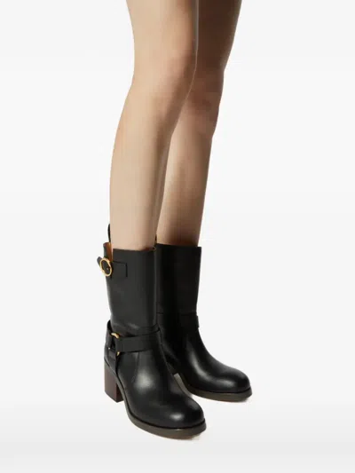 Odissi Hailey Harnessed Strap Leather Boots In Multi