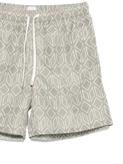 Eleventy Geometric Pattern Swim Trunks In Gray