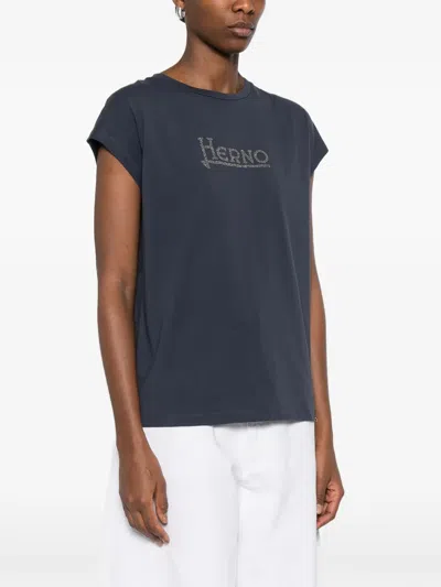 Herno Logo T-shirt In Blue