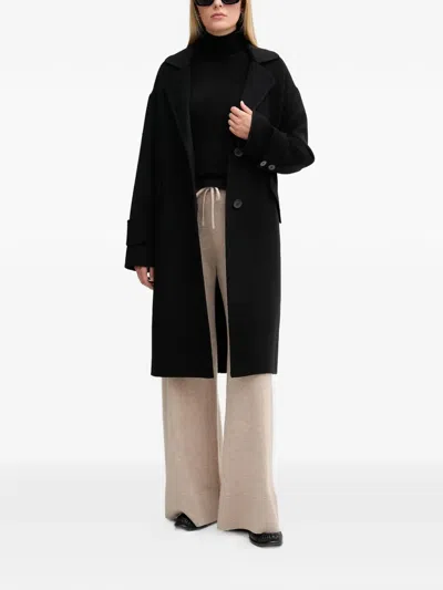 Marc Aurel Belt Buttoned Coat In Black