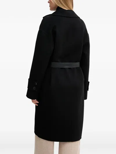 Marc Aurel Belt Buttoned Coat In Black