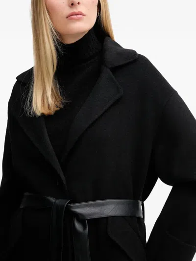 Marc Aurel Belt Buttoned Coat In Black
