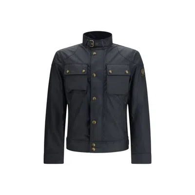 Belstaff Mens Dark Navy Racemaster High-neck Waxed-cotton Jacket In Blue