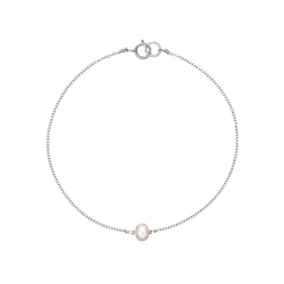 Lily & Roo Solid White Gold Single Pearl Bracelet In Metallic