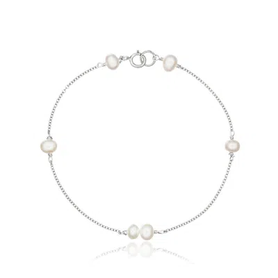 Lily & Roo Solid White Gold Six Pearl Bracelet In Metallic