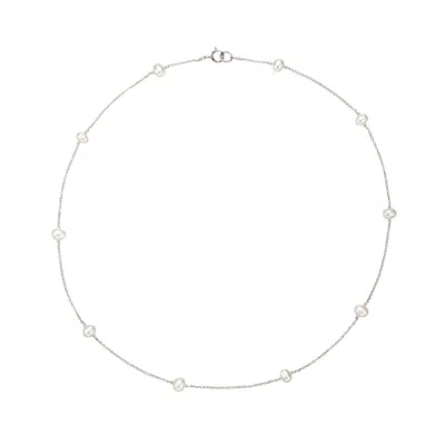 Lily & Roo Solid White Gold Ten Pearl Choker In Silver