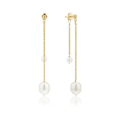 Lily & Roo Gold Layered Large And Small Pearl Earrings