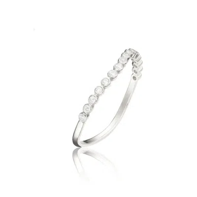 Lily & Roo Silver Diamond Style Wave Ring