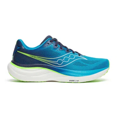 Saucony Breathable Blue Running Sneakers With Neon Accents