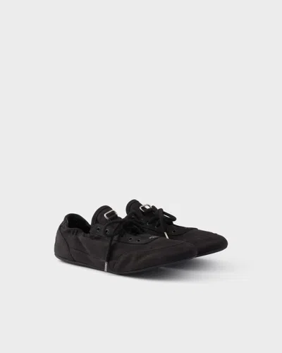 Prada Collapse Canvas Sneakers In Black