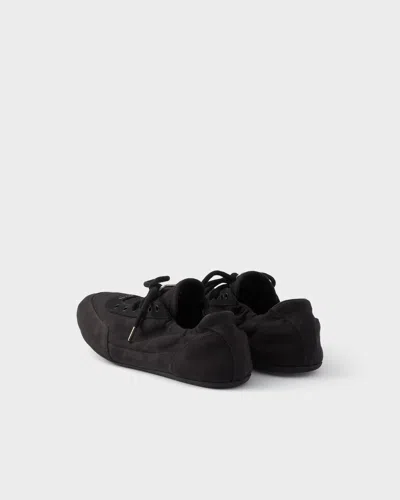 Prada Collapse Canvas Sneakers In Black