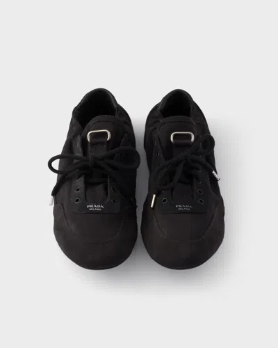 Prada Collapse Canvas Sneakers In Black