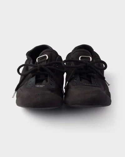 Prada Collapse Canvas Sneakers In Black
