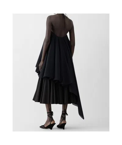 Jacquemus Courte Asymmetric Cotton-blend Crepon Halterneck Dress In Black