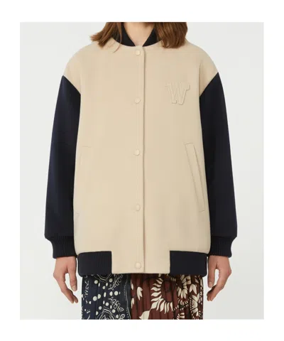 Max Mara Double-faced Wool Bomber Jacket In Neutral