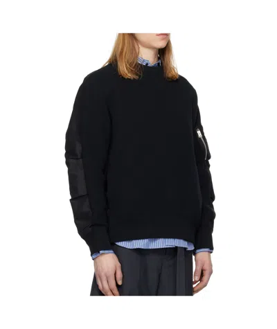 Sacai Black Sponge Sweat Pullover Sweatshirt In Black