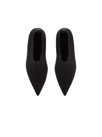 Balmain 95 Ribbed Stretch-knit Wedge Ankle Boots In Black