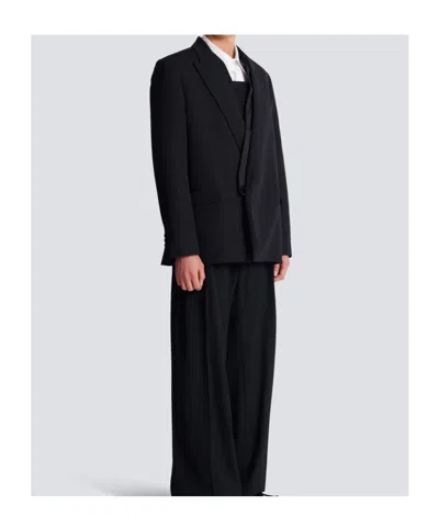 Balmain Grain De Poudre 1-button Jacket In Black