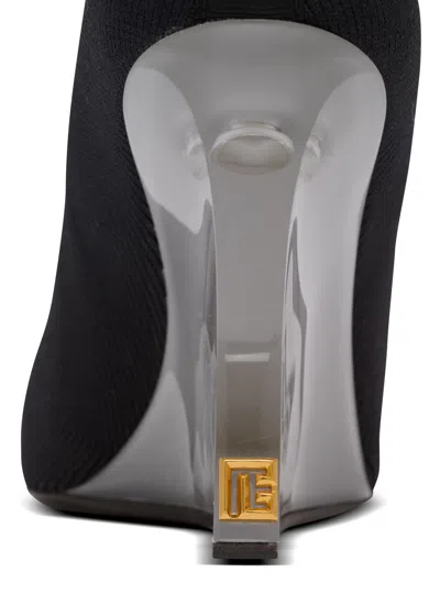 Balmain 95 Ribbed Stretch-knit Wedge Ankle Boots In Black