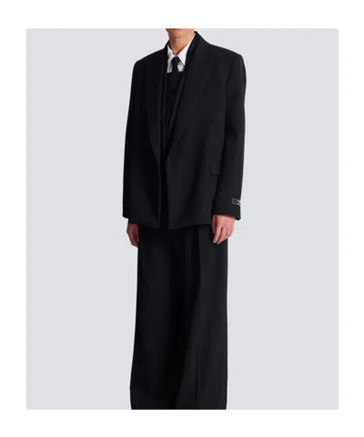 Balmain Grain De Poudre 1-button Jacket In Black