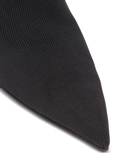 Balmain 95 Ribbed Stretch-knit Wedge Ankle Boots In Black