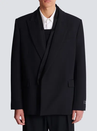 Balmain Grain De Poudre 1-button Jacket In Black