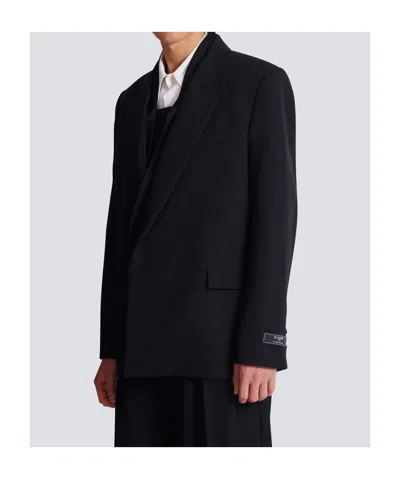 Balmain Grain De Poudre 1-button Jacket In Black