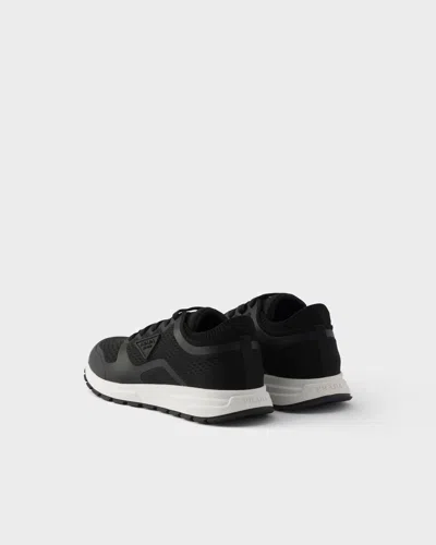 Prada Mesh Panel Sneakers Rubber Sole In Black
