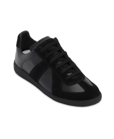 Maison Margiela Low Top Sneakers Featuring Suede Panels In Black