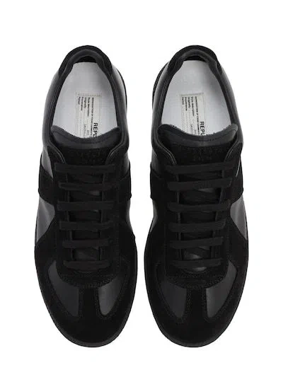 Maison Margiela Low Top Sneakers Featuring Suede Panels In Black