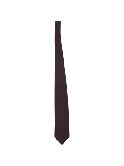 Corneliani Dotted Silk Tie In Brown
