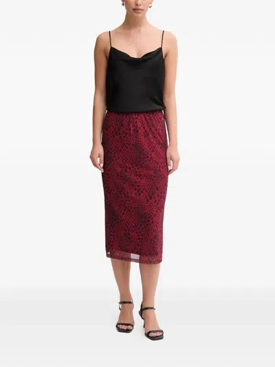 Marc Aurel Patterned Midi Skirt In Red