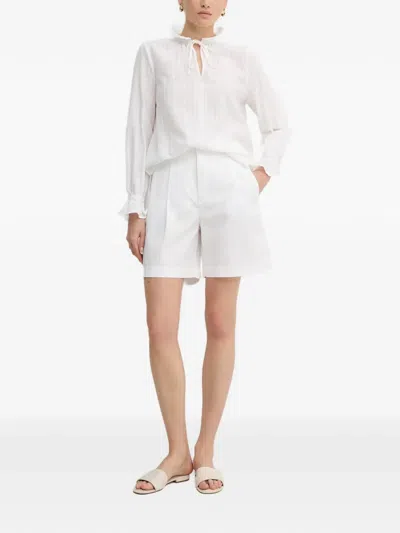 Marc Aurel Ruffled Tie Top In White