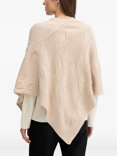Benetton Cable-knit Cape In Neutral