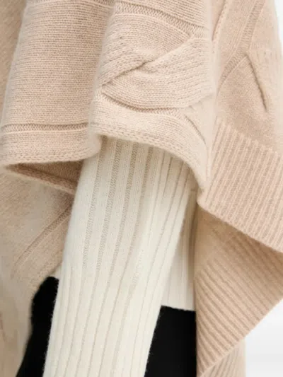 Benetton Cable-knit Cape In Neutral