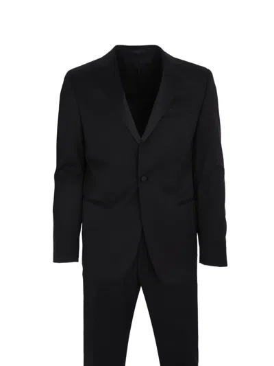 Corneliani Buttoned Wool Suit In Black