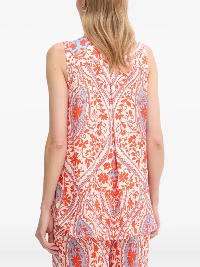 Marc Aurel Collared Patterned Top In Red